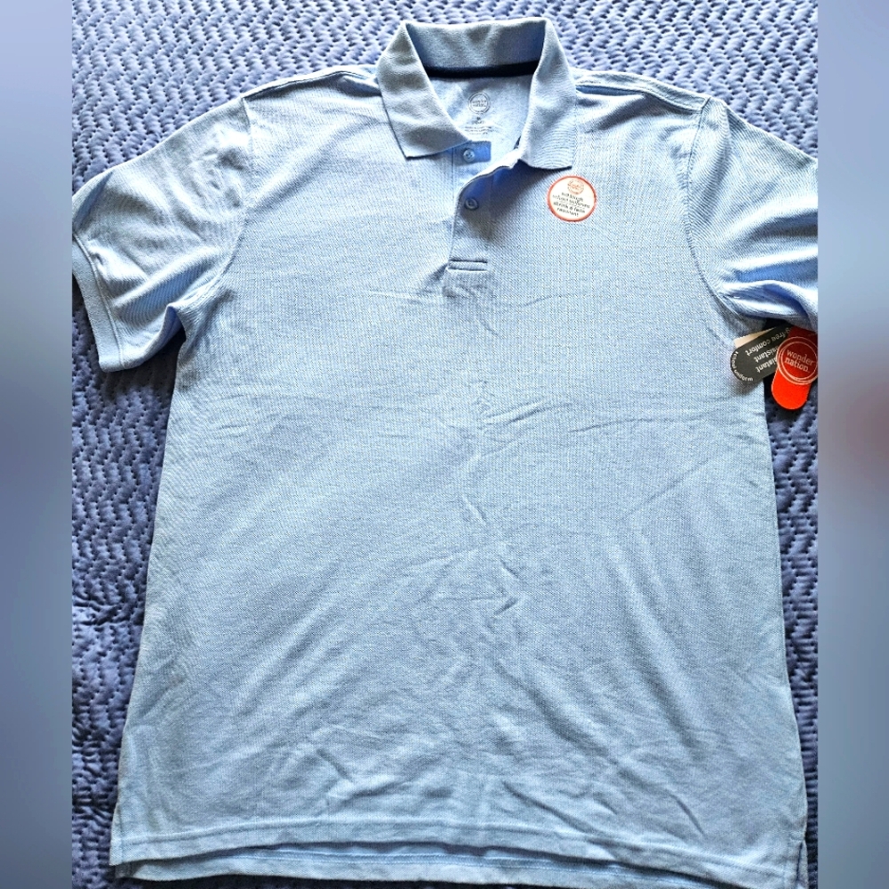 Wonder Nation Men's Light Blue Short Sleeve Polo Shirt M 38-40